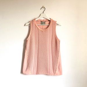 Anthropologie Saturday Sunday Light Pink Knit Sweater Front Tank Top Sz L